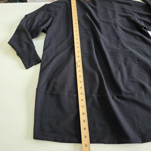 Theory Kolma Cardigan Womens S Black LS Cocoon Open Cotton Blend Pockets Capsule - Picture 7 of 16